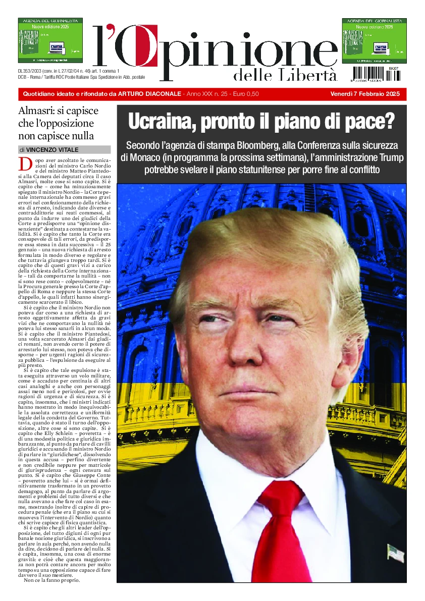 Prima-pagina-opinione della liberta-edizione-di-oggi-2025-02-07